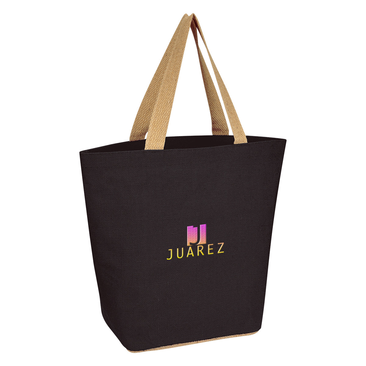 Marketplace Tote Bag in Jute - Black - Embroidery