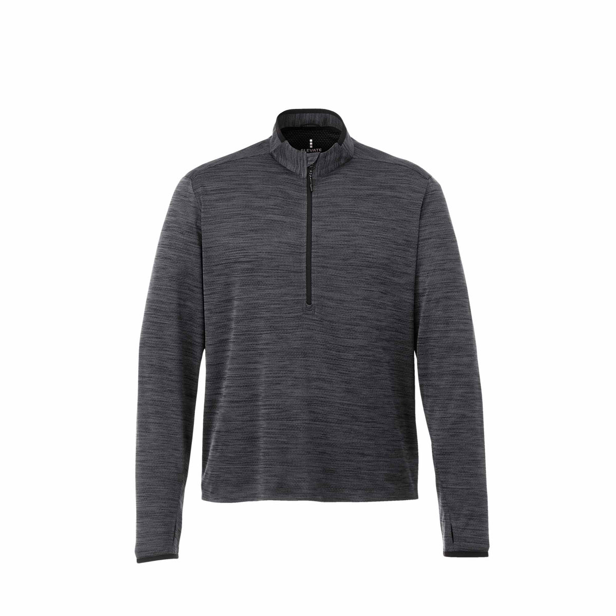 Mather Performance Knit Half Zip with Thumb Holes for Men Embroidery - Heather Dark Charcoal - Front
