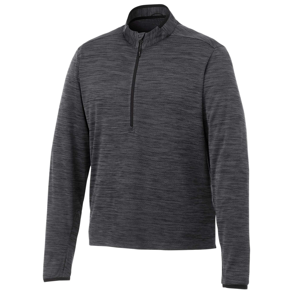 Mather Performance Knit Half Zip with Thumb Holes for Men Transfer - Heather Dark Charcoal - Front Flat