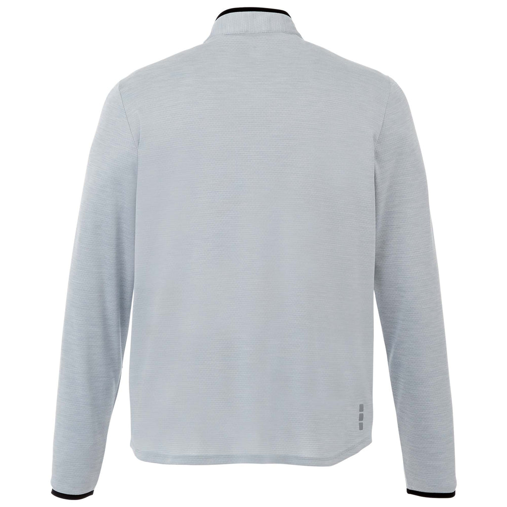 Mather Performance Knit Half Zip with Thumb Holes for Men Transfer - Light Heather Grey - Back Flat