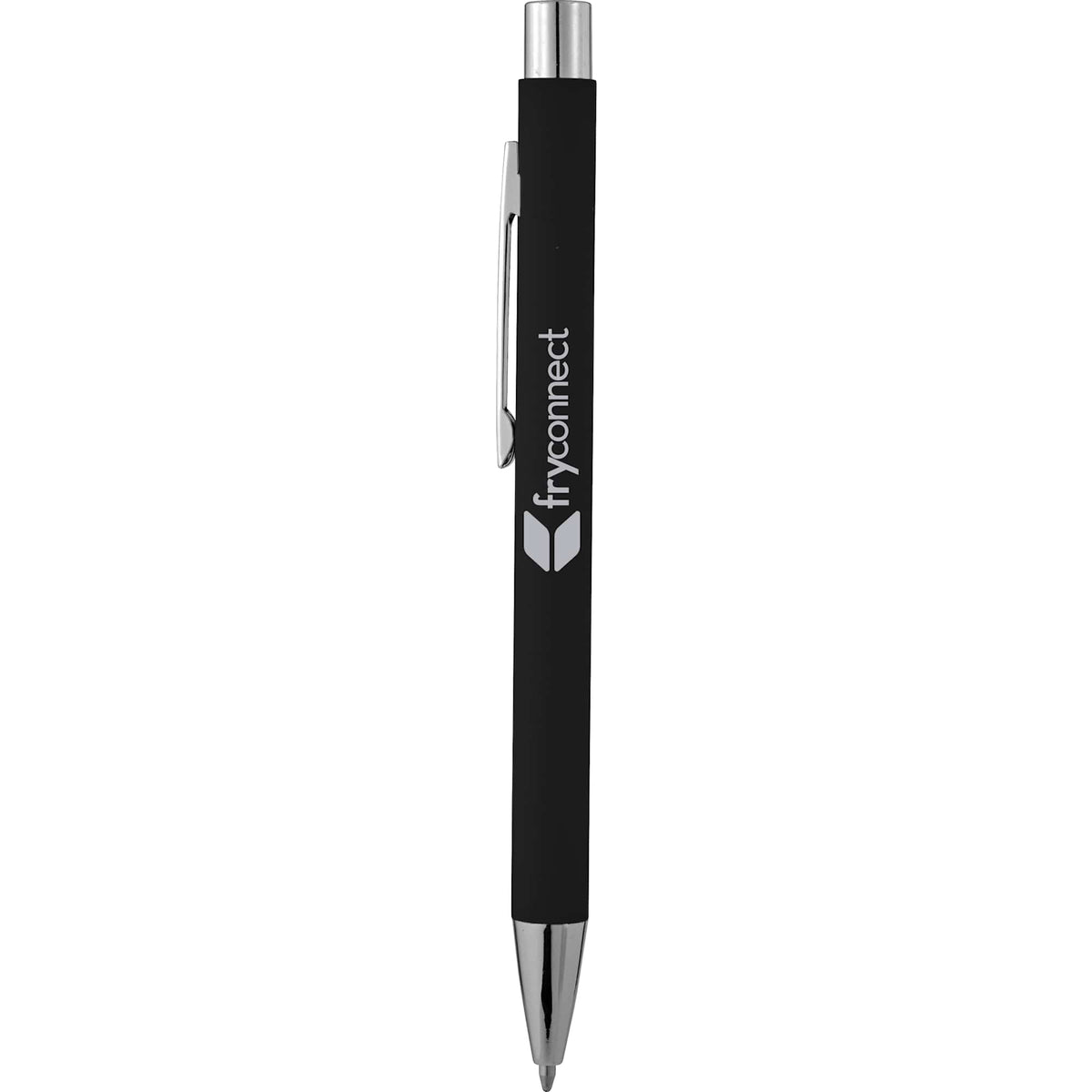 Maven Soft Touch Pen with Chrome Accents Laser Engraving - Black - Front