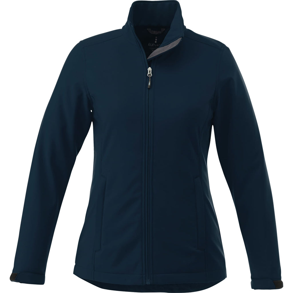 Maxson Waterproof Softshell Jacket for Women Embroidery - Navy - Front Flat
