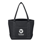 Medium Cotton Canvas Yacht Tote Bag, 24 oz - Black - Silk Screen