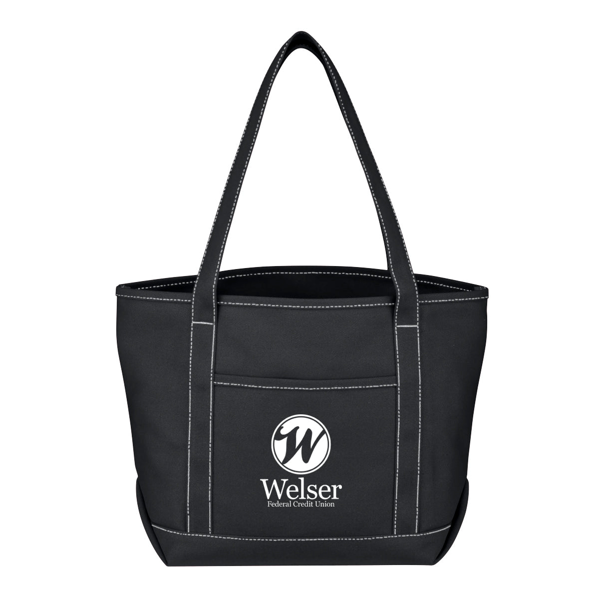 Medium Cotton Canvas Yacht Tote Bag, 24 oz - Black - Silk Screen