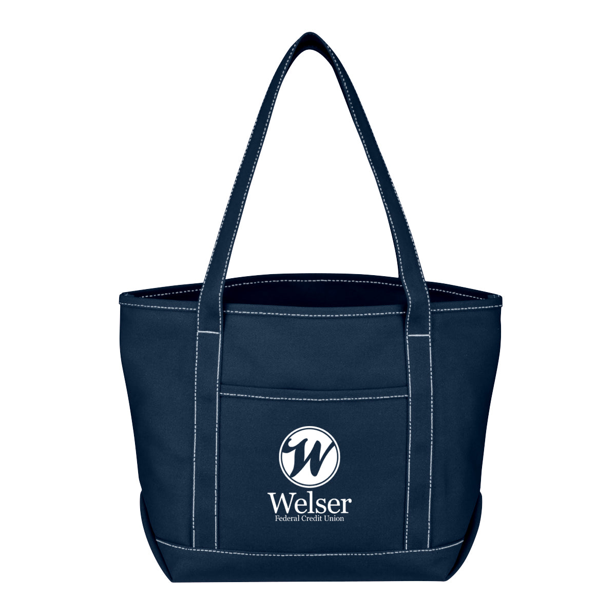 Medium Cotton Canvas Yacht Tote Bag, 24 oz - Navy - Silk Screen
