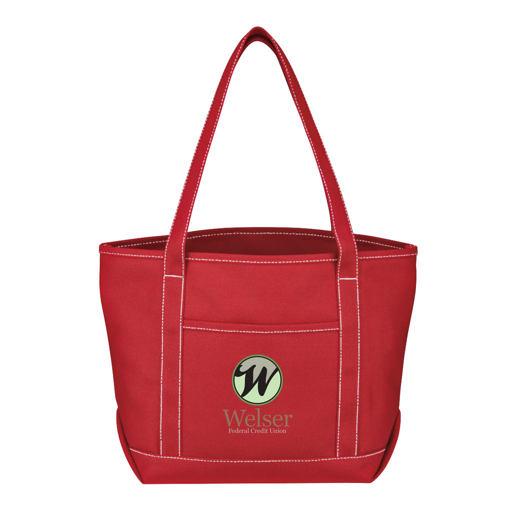 Medium Cotton Canvas Yacht Tote Bag, 24 oz - Red - Colorbrite
