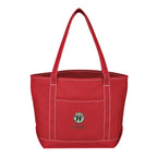 Medium Cotton Canvas Yacht Tote Bag, 24 oz - Red - Embroidery