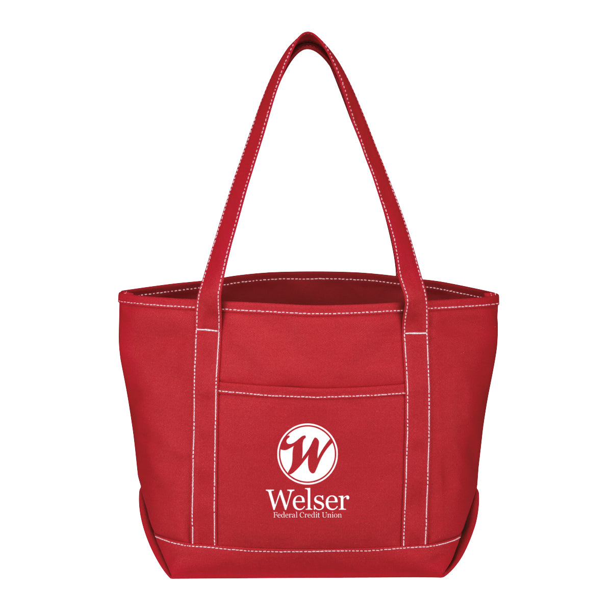 Medium Cotton Canvas Yacht Tote Bag, 24 oz - Red - Silk Screen