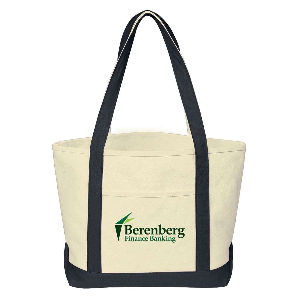 Medium Starboard Recycled Cotton Canvas Tote, 24 oz - Natural with Black - Colorbrite
