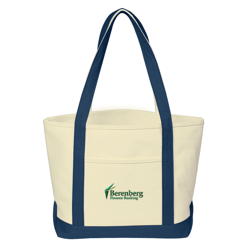Medium Starboard Recycled Cotton Canvas Tote, 24 oz - Navy - Embroidery