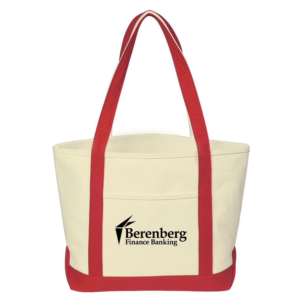 Medium Starboard Recycled Cotton Canvas Tote, 24 oz - Red - Silk Screen