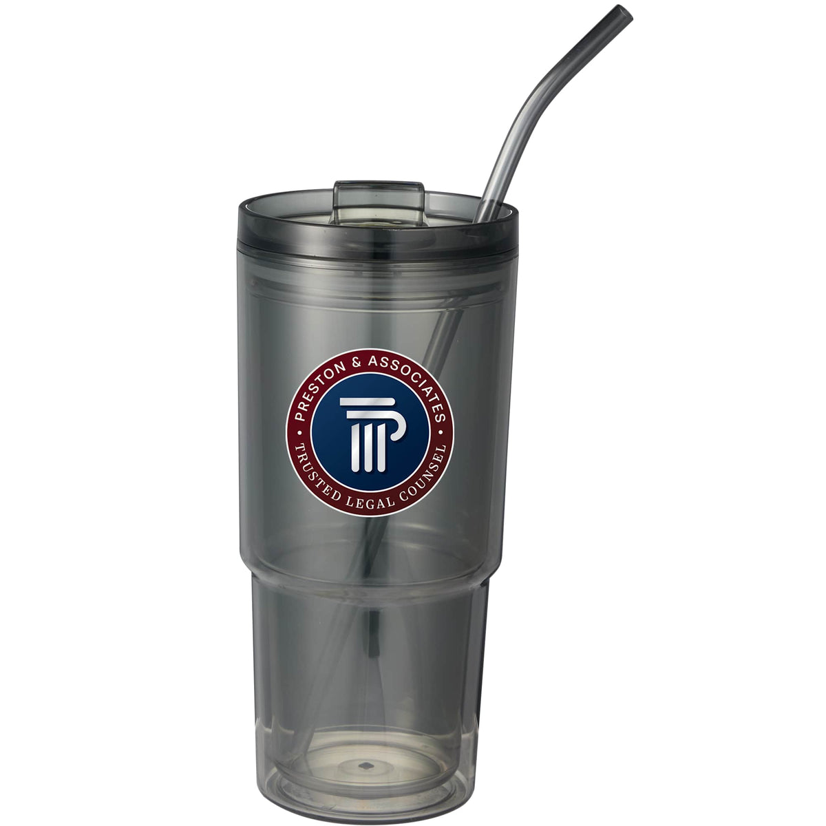 Mia Recycled Acrylic Tumbler with Swivel Lid, 24 oz - Smoke - Front