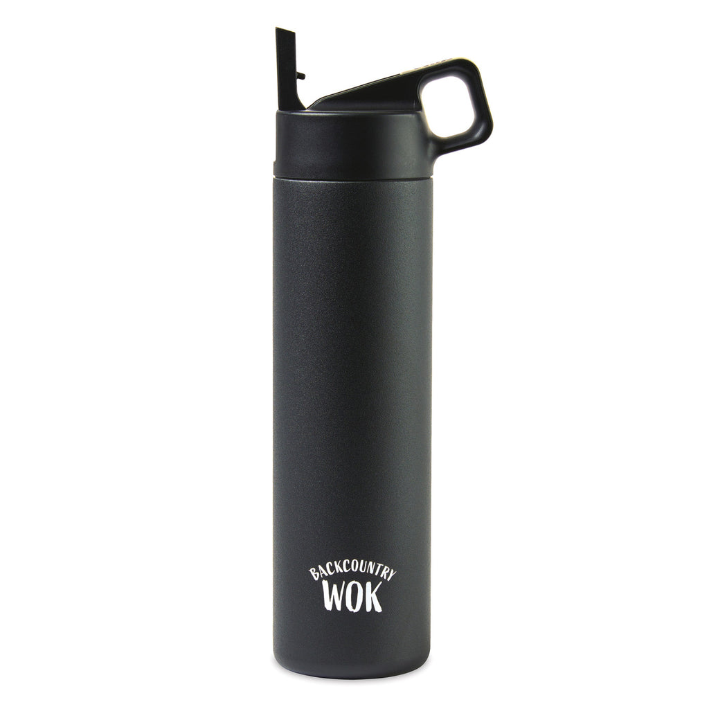 MiiR Wide Mouth Bottle with Leakproof Straw Lid, 20 oz Laser Engraving - Black Powder - View 1