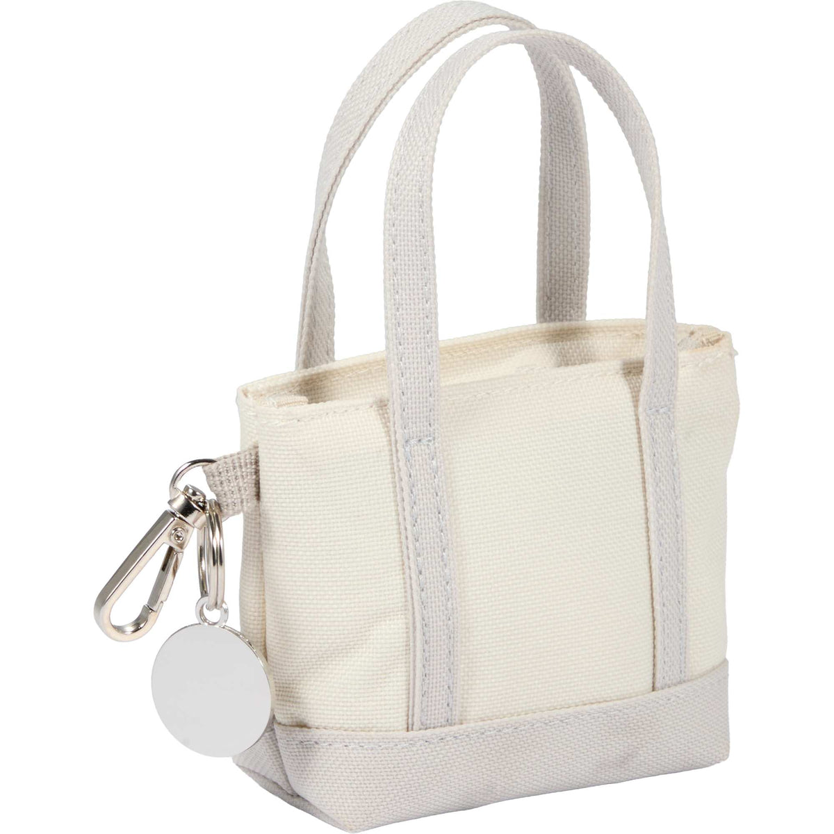 Mini Tote Bag Charm in Recycled Polyester Laser Engraving - Gray - Right Angle