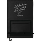 Moda Hardbound Notebook with Phone Pocket, 6 x 8 Inches - Black - Front