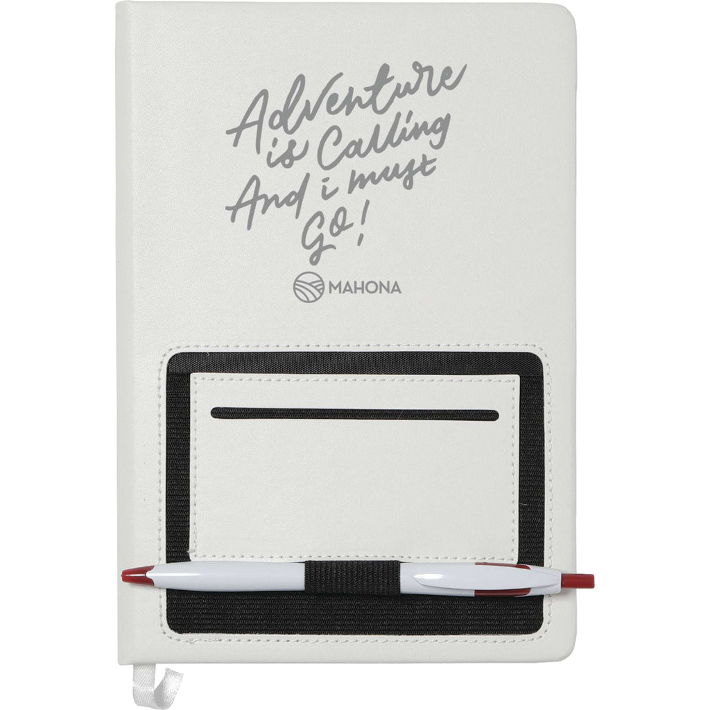 Moda Hardbound Notebook with Phone Pocket, 6 x 8 Inches - White - Front