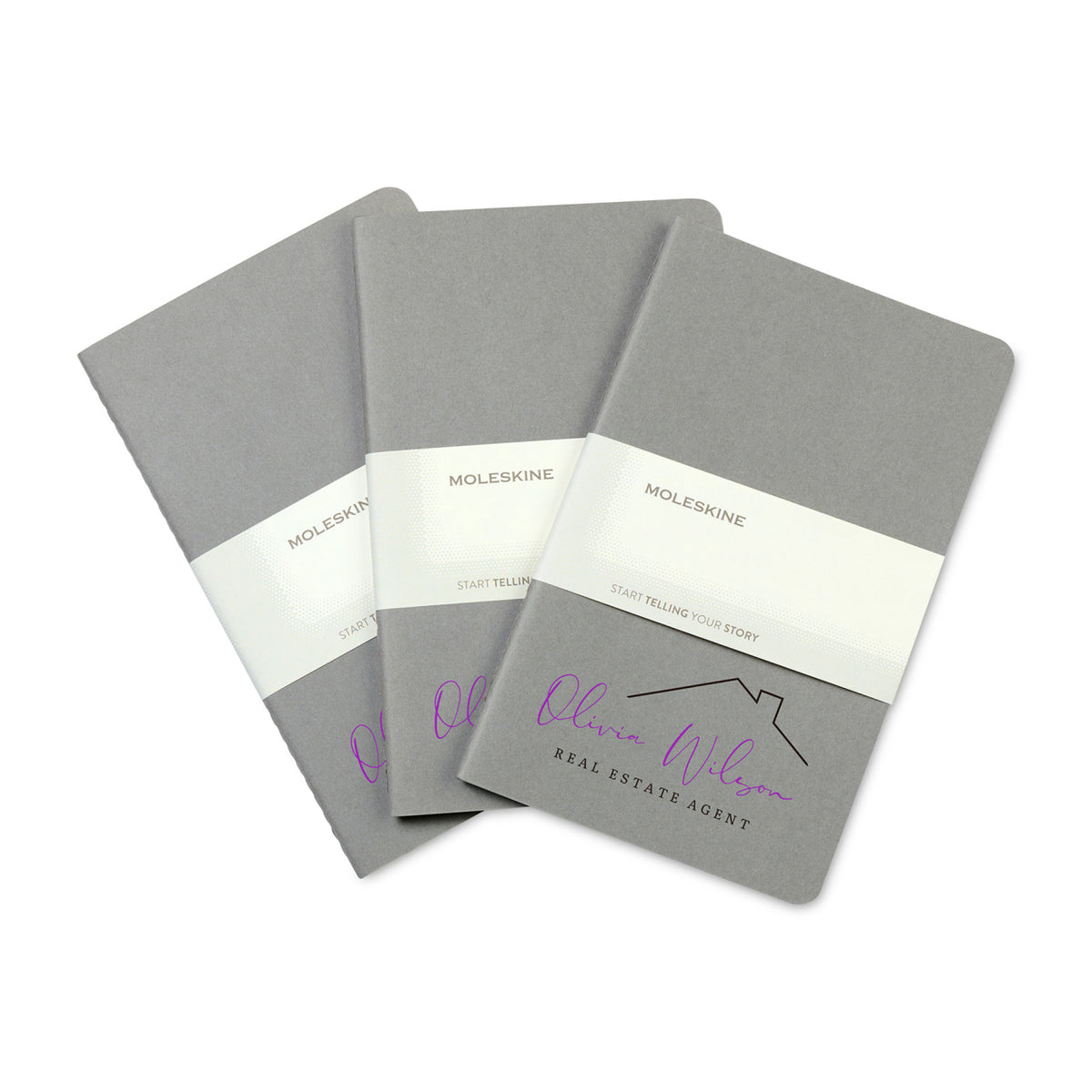 Moleskine Cahier Journal Three Pack, Large Debossing - Pebble Grey - View 1