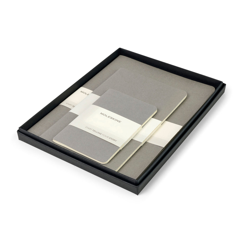 Moleskine Cahier Journals in a Gift Box, Assorted Sizes Debossing - Pebble Grey - View 1