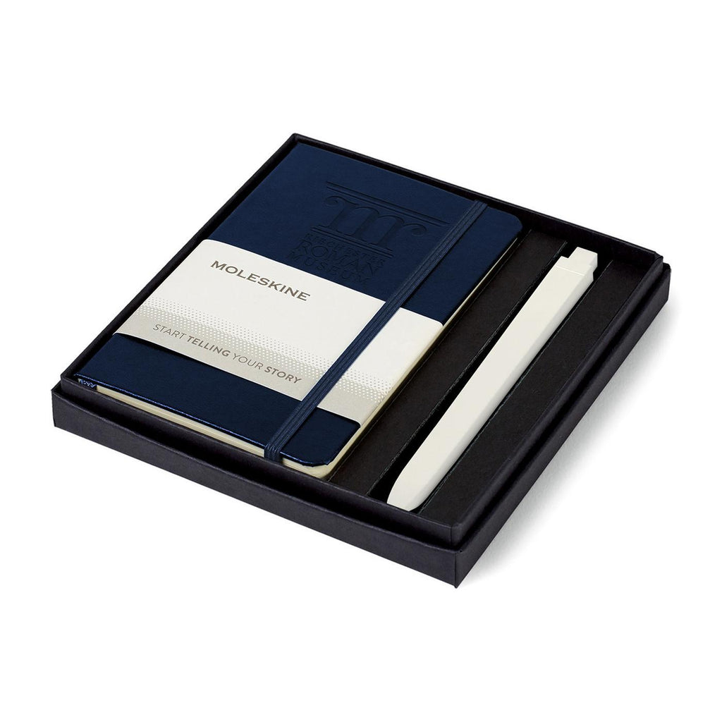 Moleskine Notebook and GO Pen Gift Set, Pocket Debossing - Sapphire Blue/White - View 1