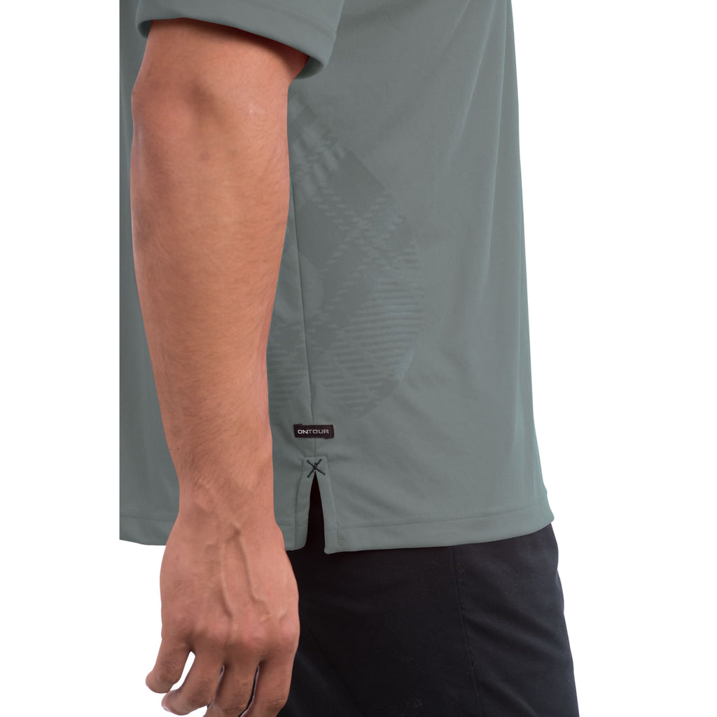 Moreno Double Pique Performance Polo for Men Transfer - Steel Grey - On Model