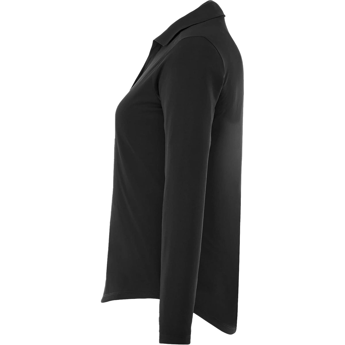 Mori Long Sleeve Performance Polo for Women Embroidery - Black - Left Side
