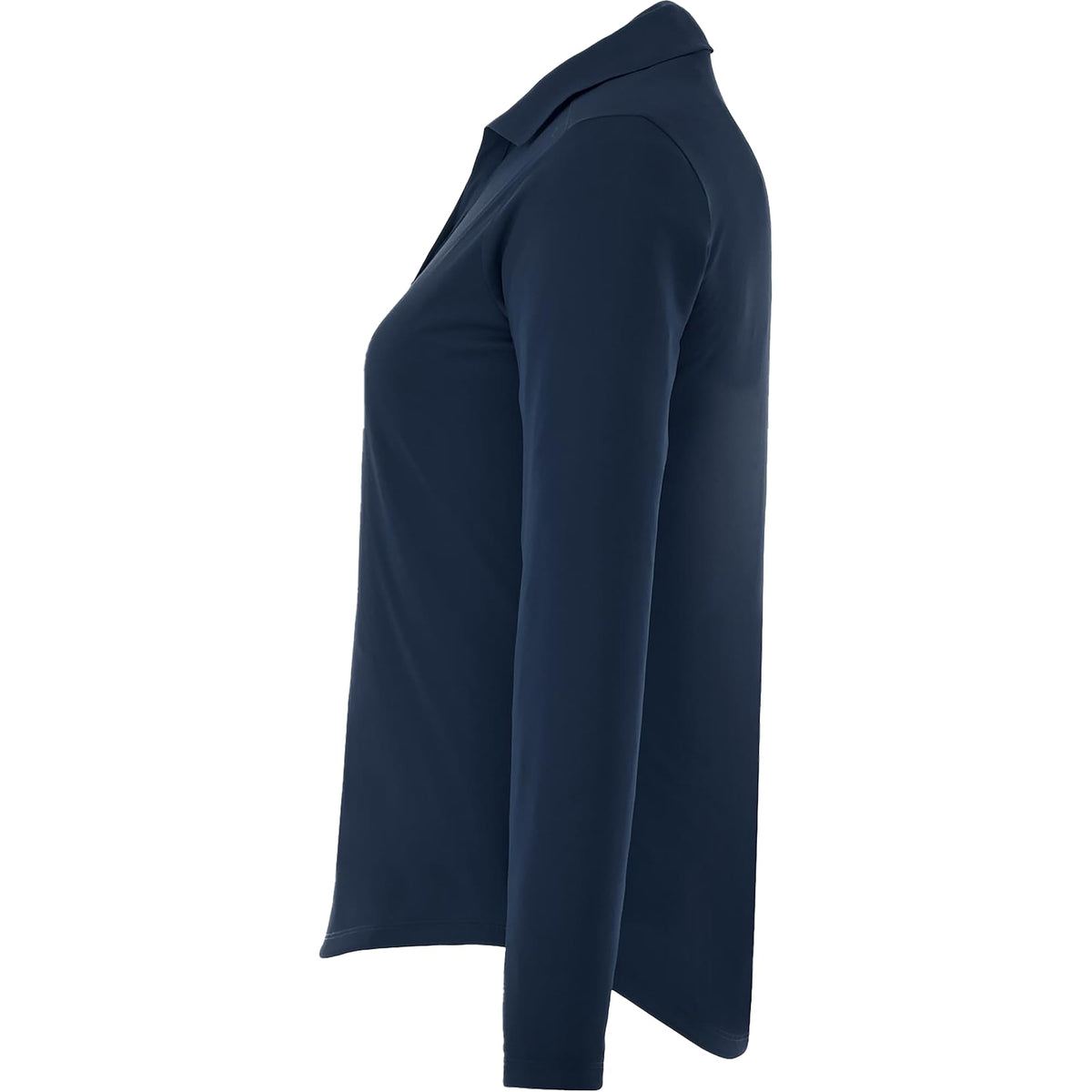 Mori Long Sleeve Performance Polo for Women Embroidery - Navy - Left Side