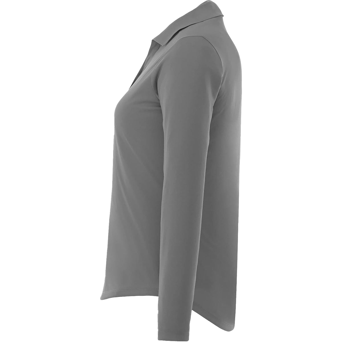 Mori Long Sleeve Performance Polo for Women Embroidery - Steel Grey - Left Side