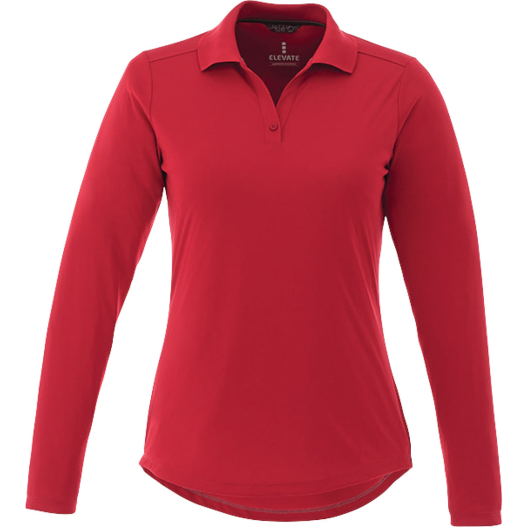 Mori Long Sleeve Performance Polo for Women Embroidery - Team Red - Front Flat