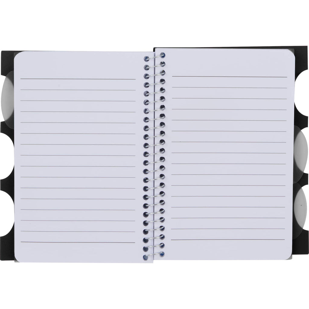 Multitask Notebook with Tabs and Recycled Cover, 4 x 6 Inches - Black - Open