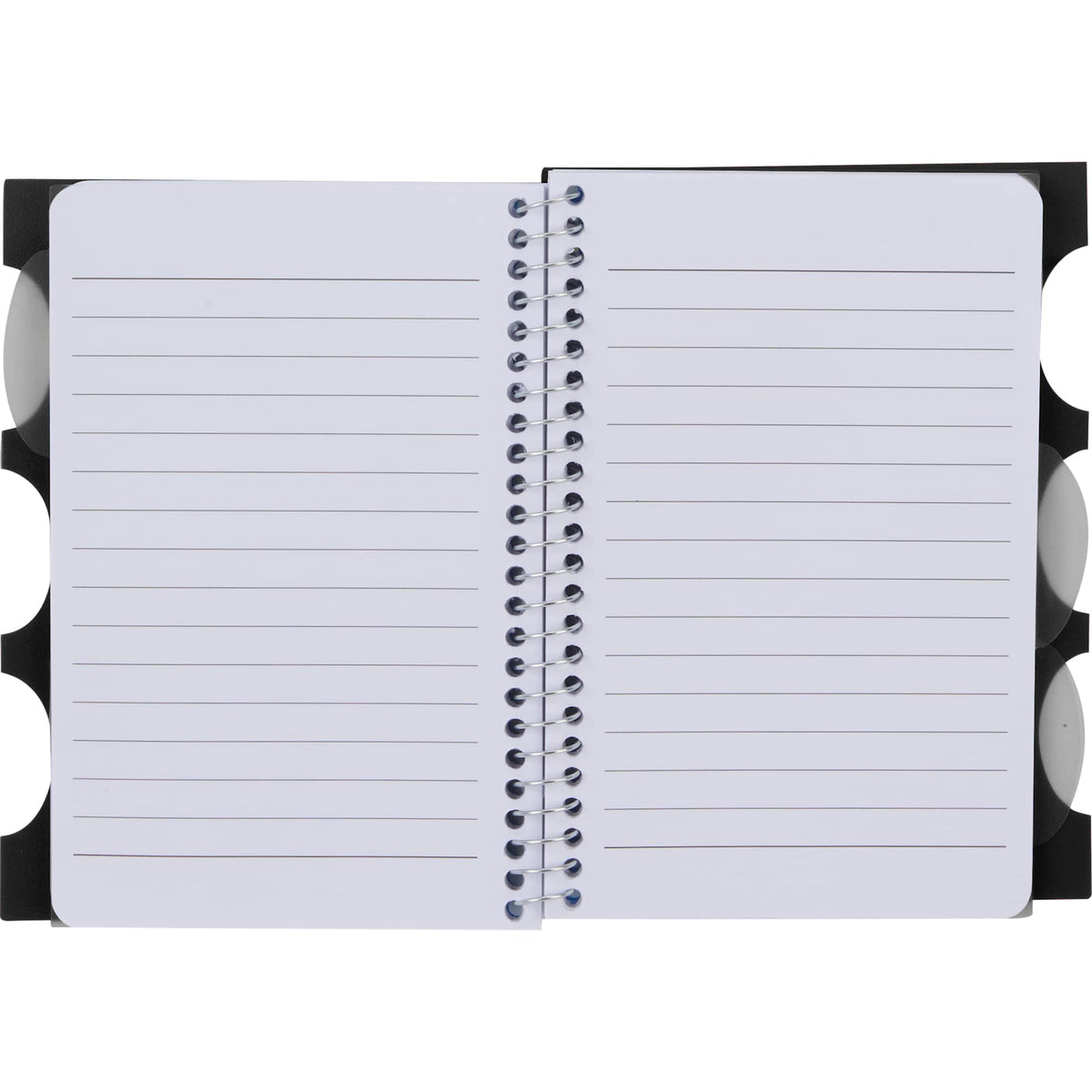 Multitask Notebook with Tabs and Recycled Cover, 4 x 6 Inches - Black - Open