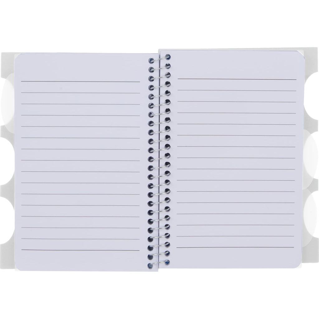 Multitask Notebook with Tabs and Recycled Cover, 4 x 6 Inches - White - Open