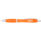 Nash Retractable Ballpoint Pen with Soft Grip Full Color - Orange - Front