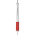 Nash Retractable Ballpoint Pen with Soft Grip Full Color - Silver Barrel w/Red Grip - Photo