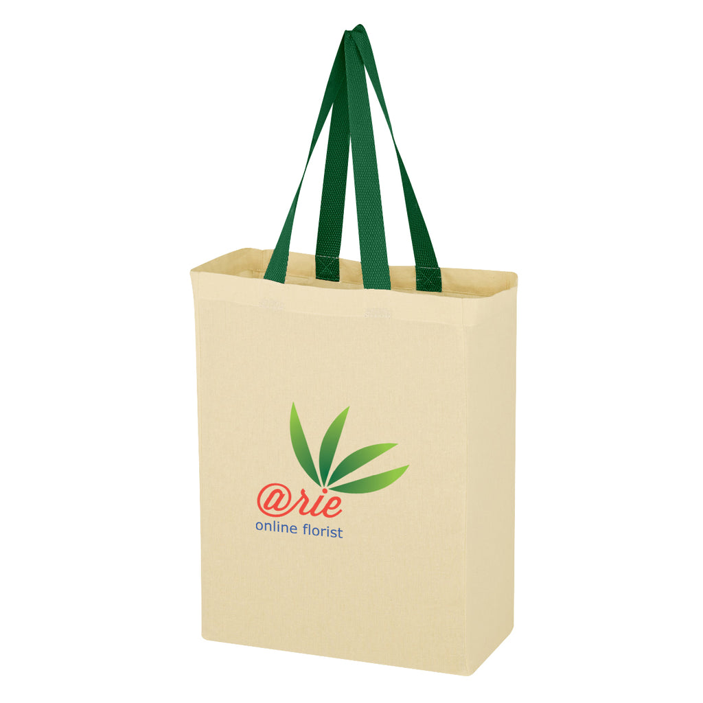 Natural Cotton Canvas Grocery Tote Bag, 5 oz - Green - Colorbrite