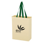 Natural Cotton Canvas Grocery Tote Bag, 5 oz - Green - Silk Screen