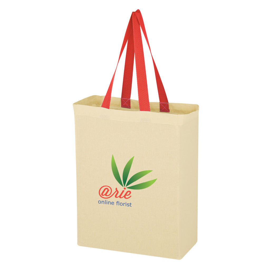 Natural Cotton Canvas Grocery Tote Bag, 5 oz - Red - Colorbrite