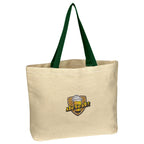Natural Cotton Canvas Tote Bag, 10 oz - Green - Embroidery