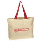 Natural Cotton Canvas Tote Bag, 10 oz - Natural With Red - Silk Screen