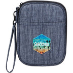 Navy Heather Travel Wallet in Recycled Polyester Full Color - Heather Navy - Front