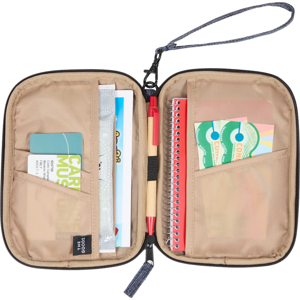 Navy Heather Travel Wallet in Recycled Polyester Full Color - Heather Navy - Propped