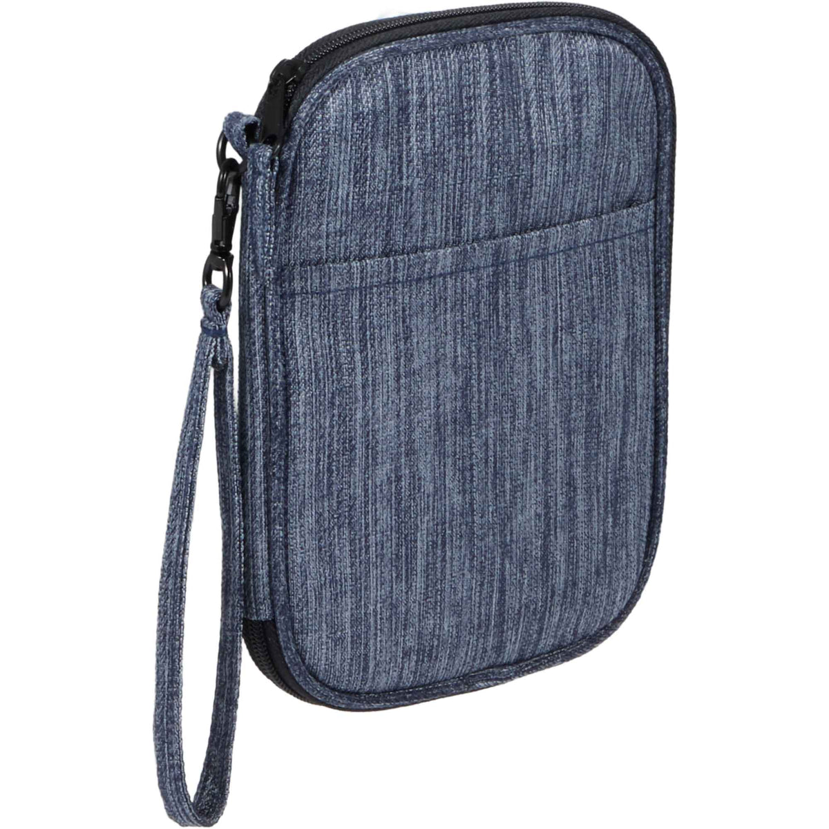 Navy Heather Travel Wallet in Recycled Polyester Full Color - Heather Navy - Right Angle