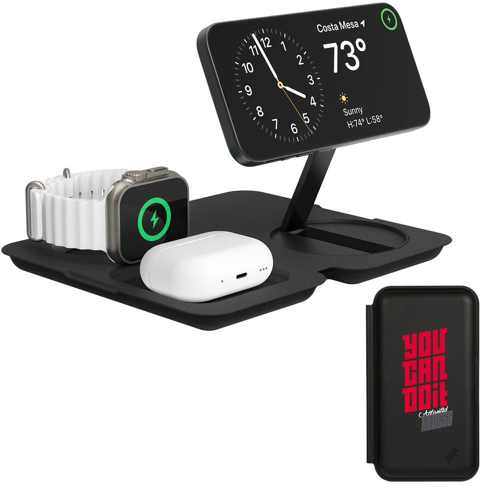 Nimble Fold 3-in-1 Qi2 Travel Wireless Charger Full Color - Black - Front 2