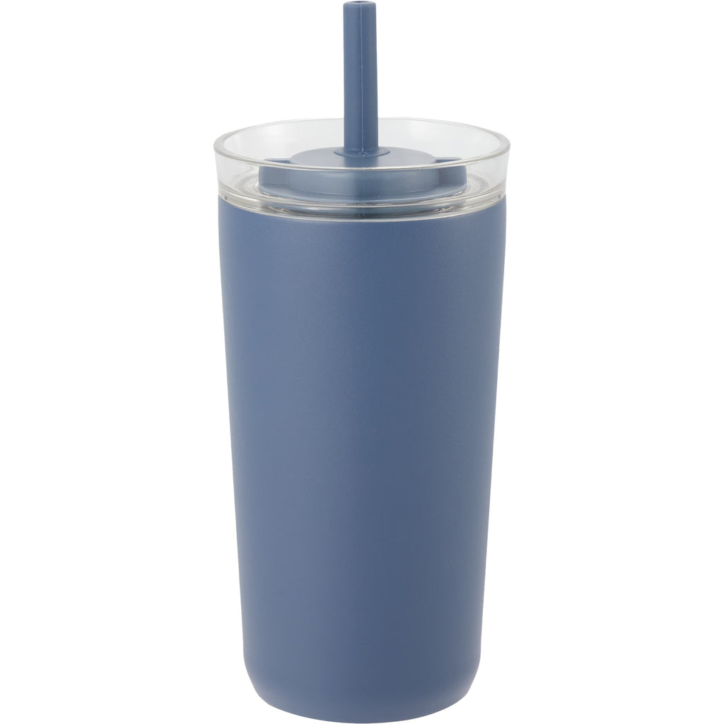 Nina Leakproof Vacuum Tumbler with Straw, 18 oz Laser Engraving - Midnight Blue - Back