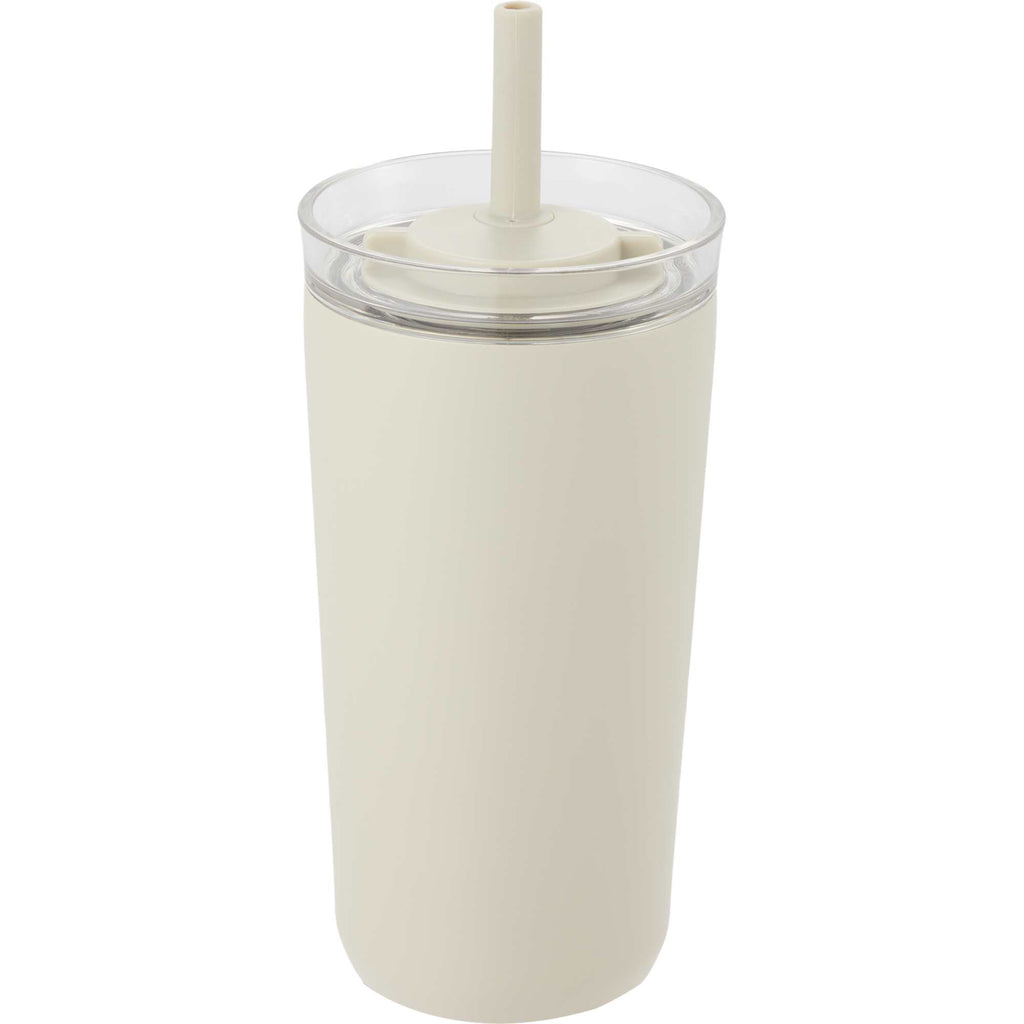 Nina Leakproof Vacuum Tumbler with Straw, 18 oz Laser Engraving - Taupe - Back
