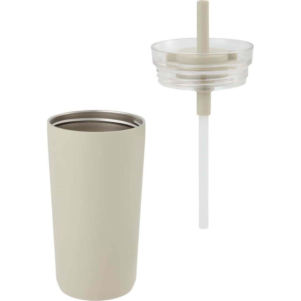 Nina Leakproof Vacuum Tumbler with Straw, 18 oz Laser Engraving - Taupe - Detail