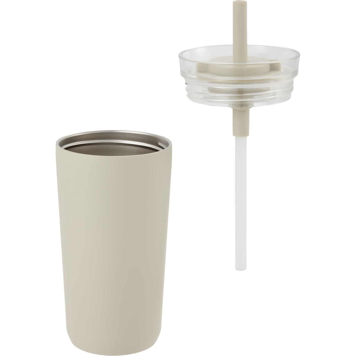 Nina Leakproof Vacuum Tumbler with Straw, 18 oz Laser Engraving - Taupe - Detail