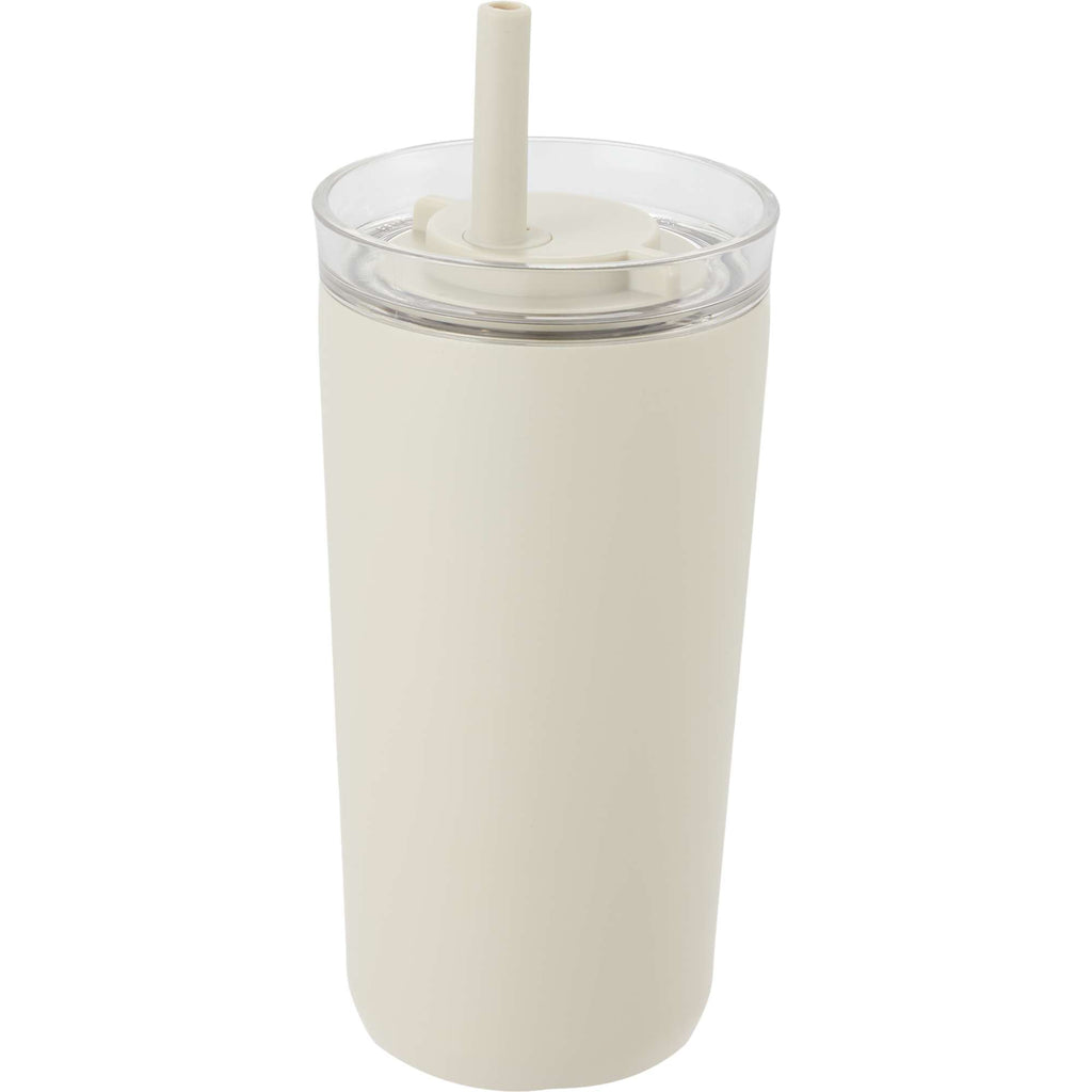 Nina Leakproof Vacuum Tumbler with Straw, 18 oz Laser Engraving - Taupe - Left Angle