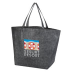 Non-Woven Shopper Tote Bag, Crosshatch - Black - Colorbrite