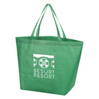 Non-Woven Shopper Tote Bag, Crosshatch - Green - Silk Screen