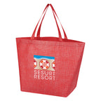 Non-Woven Shopper Tote Bag, Crosshatch - Red - Colorbrite